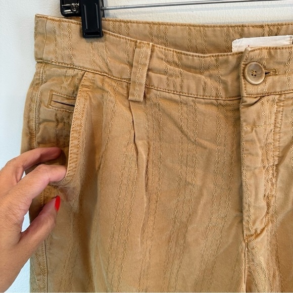 Anthropologie Scout Slim Pleated Pants Size 28 Tan Brown Embroidered Stripes - Picture 4 of 10